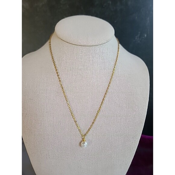 Faux Pearl Pendant Necklace Vintage - Picture 1 of 10